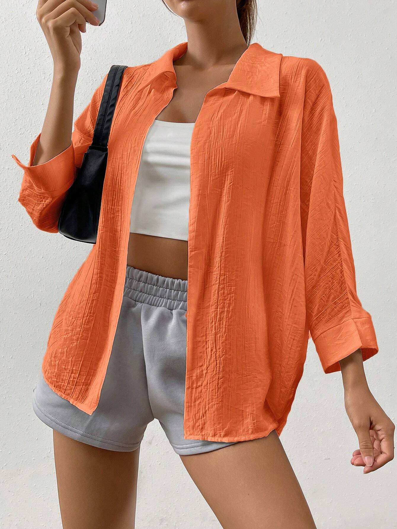 Camisa sólida naranja